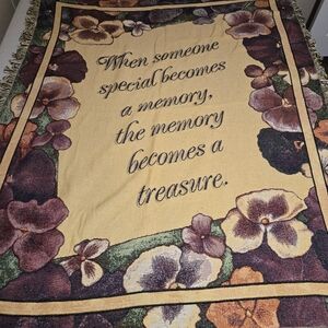 Memory Treasure Floral Throw Blanket - Cream and Purple